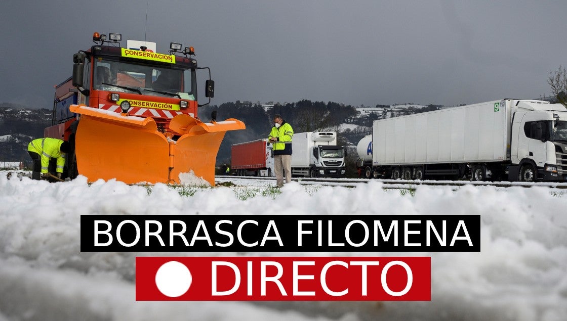 Temporal Filomena, última hora | Cortes de tráfico, trenes y vuelos por la  borrasca, en directo