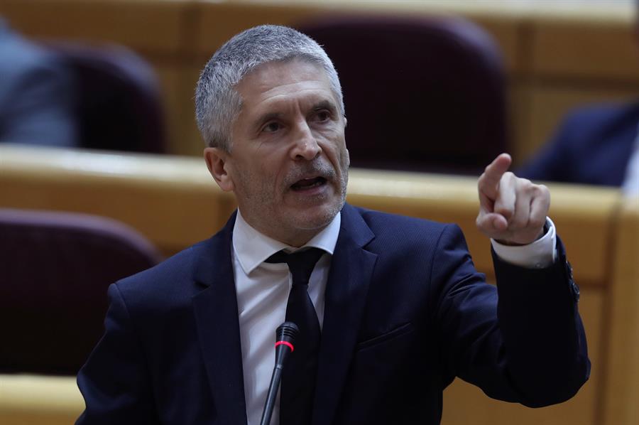 El ministro del Interior, Fernando Grande-Marlaska, durante la sesión del control al Gobierno