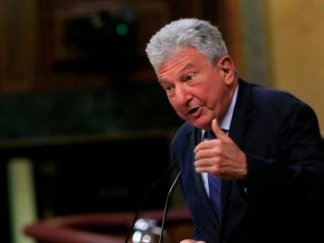 El diputado de Nueva Canarias, Pedro Quevedo, durante su intervención en el pleno del Congreso celebrado esta tarde en la Cámara Baja