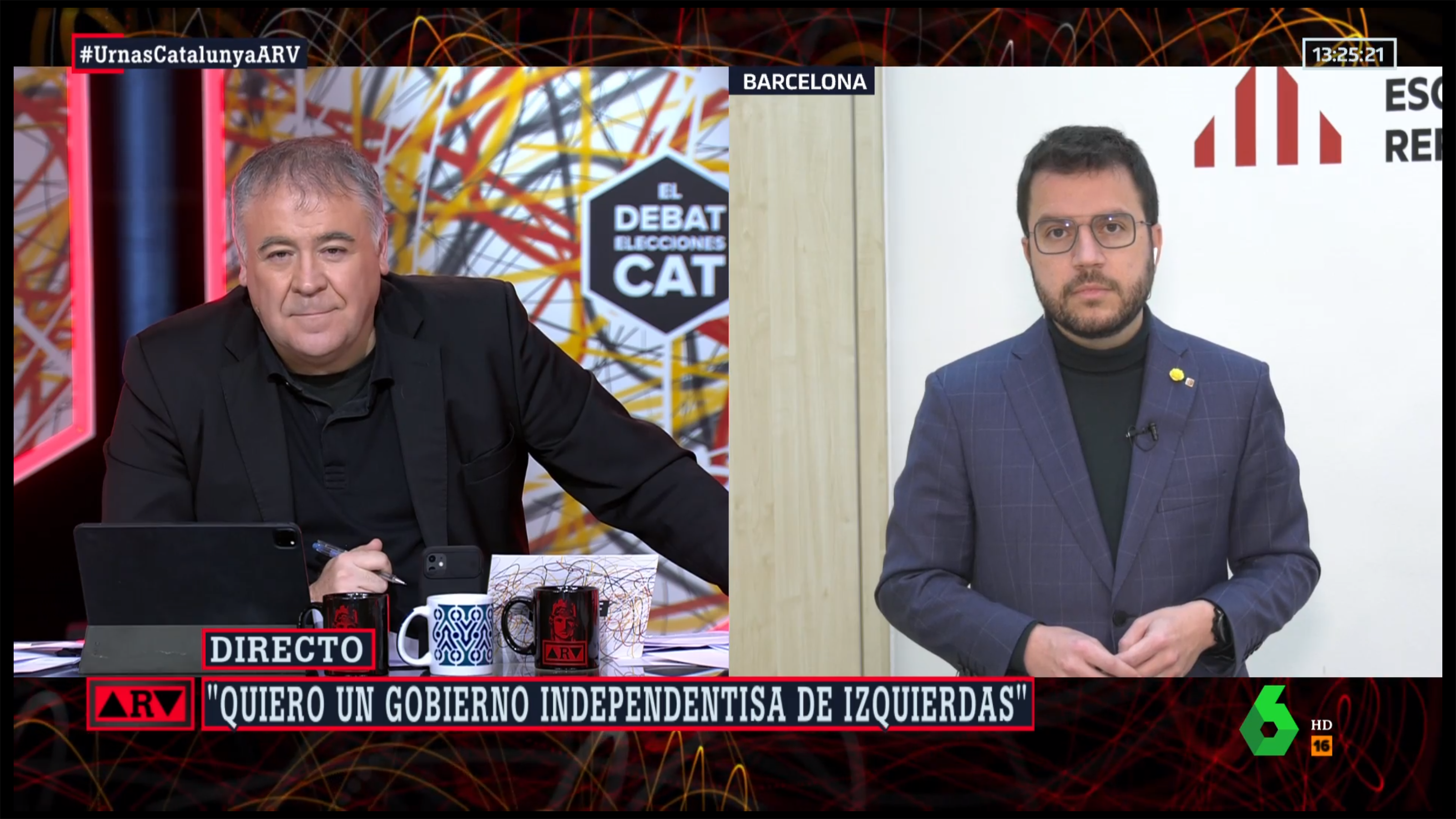Pere Aragonès, el candidato de ERC, en Al Rojo Vivo