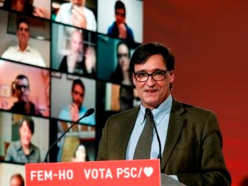 Salvador Illa, en un acto electoral del PSC en Cataluña. Salvador Illa, en un acto electoral del PSC en Cataluña.