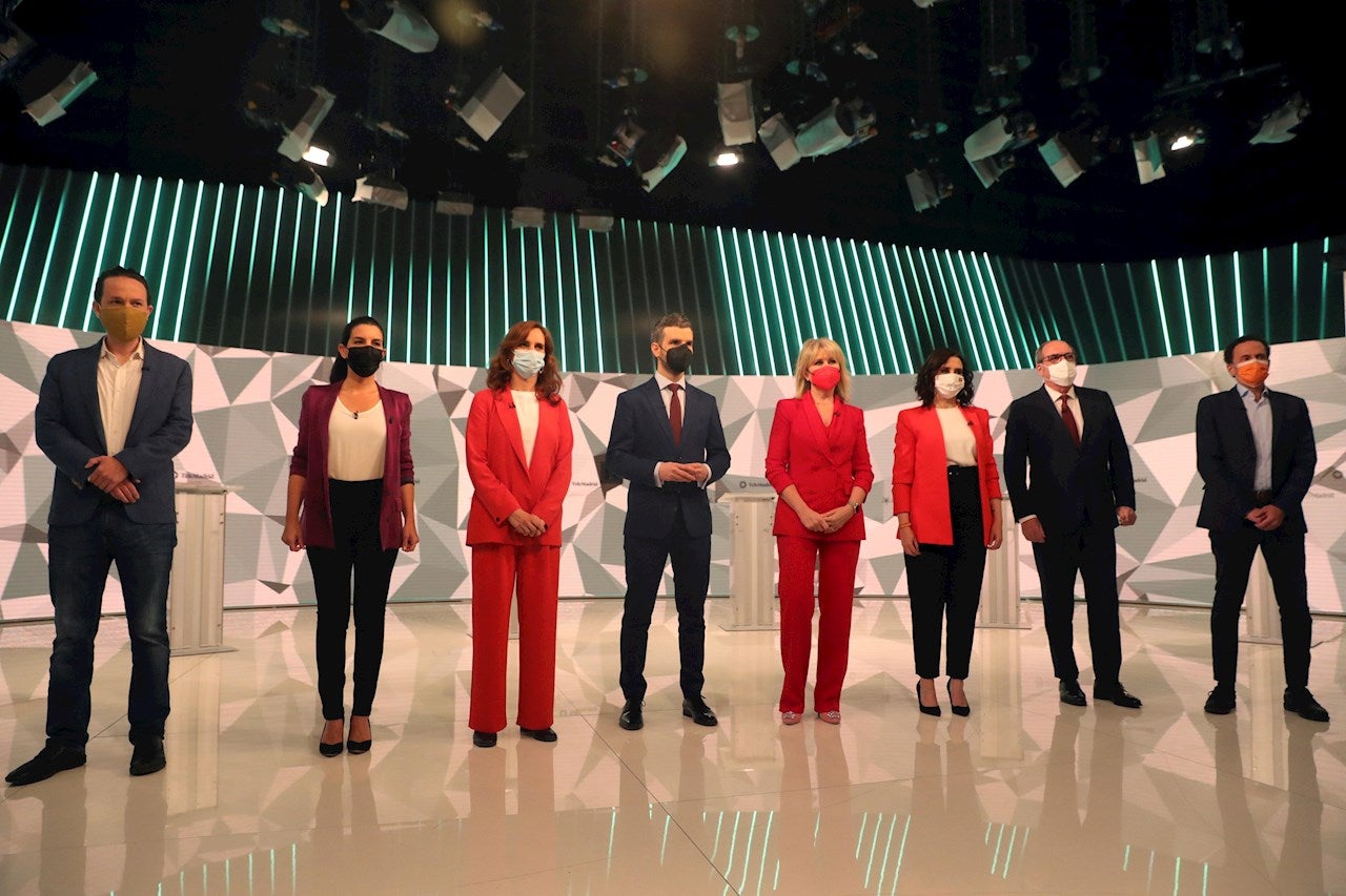 Los candidatos a la presidencia de la Comunidad de Madrid minutos previos al debate